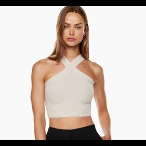 Aritzia sculpt knit criss cross cropped tank.